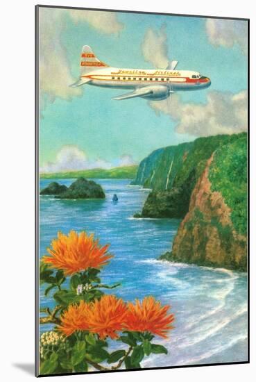 Airliner over Hawaii-null-Mounted Art Print