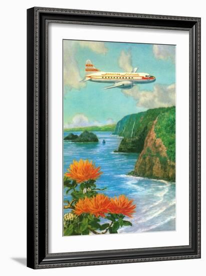 Airliner over Hawaii-null-Framed Art Print