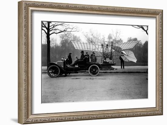 Airman Alberto Santos Dumont (Santos-Dumont) (1873-1932) Carrying His Plane in His Car. (Photo)-Anonymous Anonymous-Framed Giclee Print