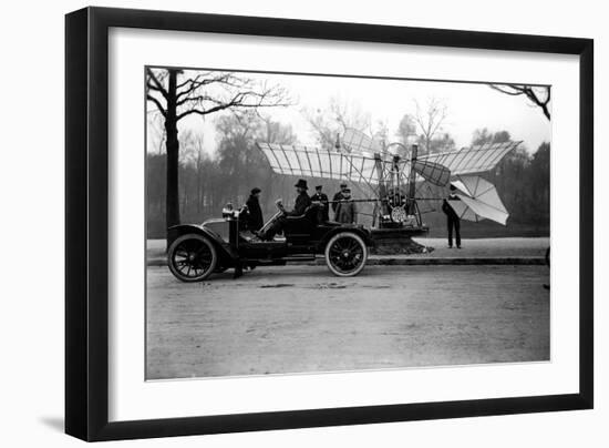 Airman Alberto Santos Dumont (Santos-Dumont) (1873-1932) Carrying His Plane in His Car. (Photo)-Anonymous Anonymous-Framed Giclee Print