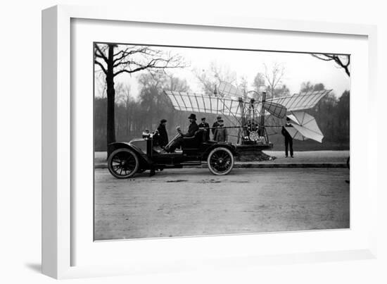 Airman Alberto Santos Dumont (Santos-Dumont) (1873-1932) Carrying His Plane in His Car. (Photo)-Anonymous Anonymous-Framed Giclee Print