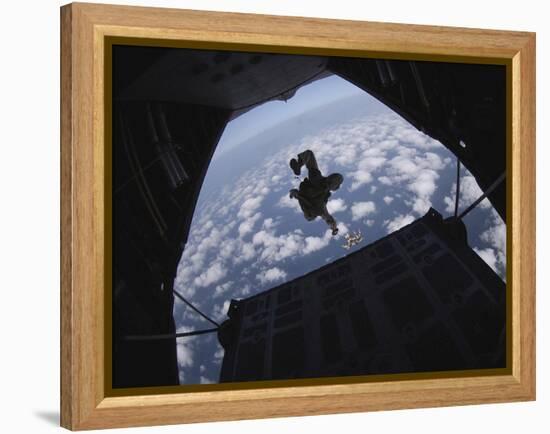 Airmen Jump Out of an Hc-130 Hercules over Djibouti-Stocktrek Images-Framed Premier Image Canvas