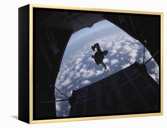 Airmen Jump Out of an Hc-130 Hercules over Djibouti-Stocktrek Images-Framed Premier Image Canvas