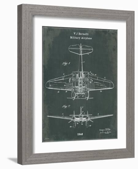 Airplane 1 Green-Tina Carlson-Framed Art Print