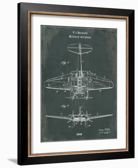 Airplane 1 Green-Tina Carlson-Framed Art Print