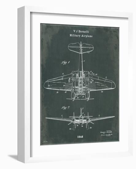 Airplane 1 Green-Tina Carlson-Framed Art Print