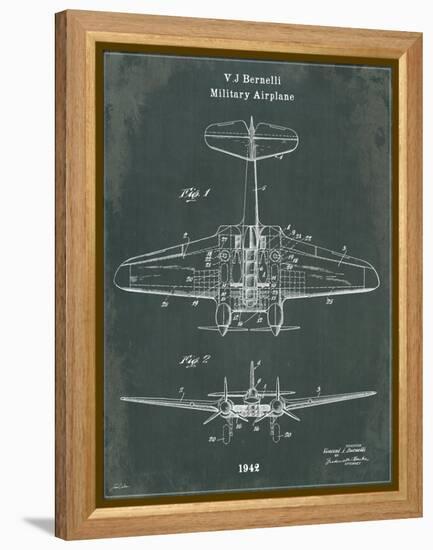 Airplane 1 Green-Tina Carlson-Framed Stretched Canvas