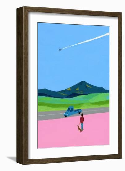 Airplane and pick up truck and dog and meadow-Hiroyuki Izutsu-Framed Giclee Print