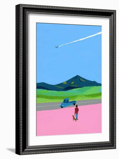 Airplane and pick up truck and dog and meadow-Hiroyuki Izutsu-Framed Giclee Print