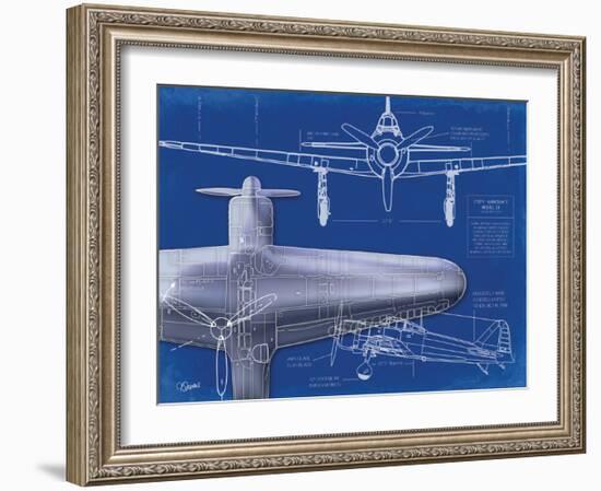 Airplane Blueprint 1-Carole Stevens-Framed Art Print