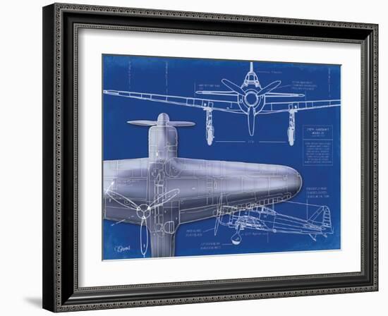 Airplane Blueprint 1-Carole Stevens-Framed Art Print