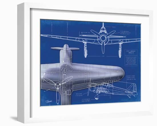 Airplane Blueprint 1-Carole Stevens-Framed Art Print