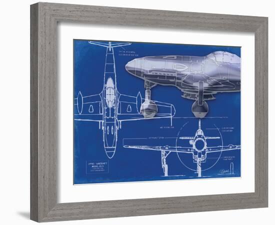 Airplane Blueprint 2-Carole Stevens-Framed Art Print