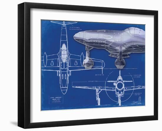 Airplane Blueprint 2-Carole Stevens-Framed Art Print