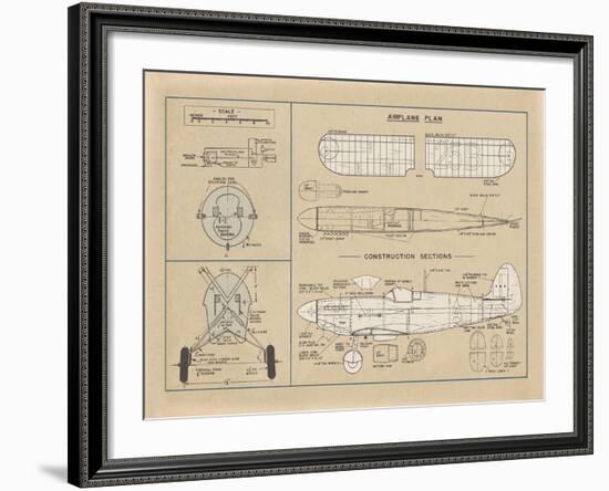 Airplane Plan-The Vintage Collection-Framed Giclee Print