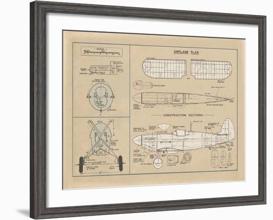 Airplane Plan-The Vintage Collection-Framed Giclee Print