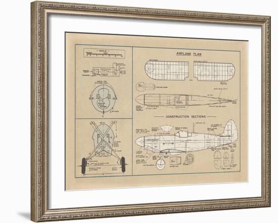 Airplane Plan-The Vintage Collection-Framed Giclee Print