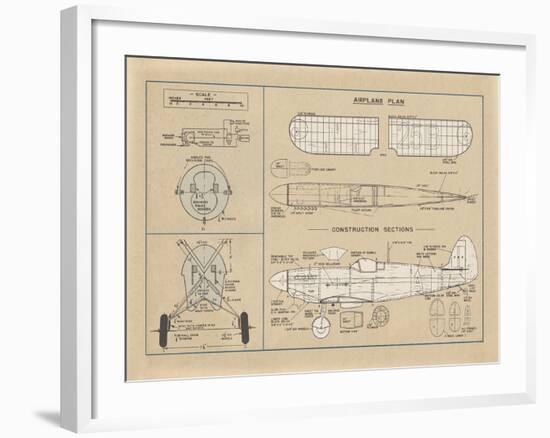 Airplane Plan-The Vintage Collection-Framed Giclee Print