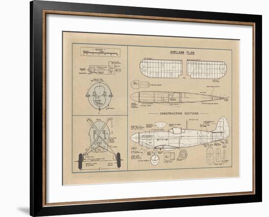 Airplane Plan-The Vintage Collection-Framed Giclee Print