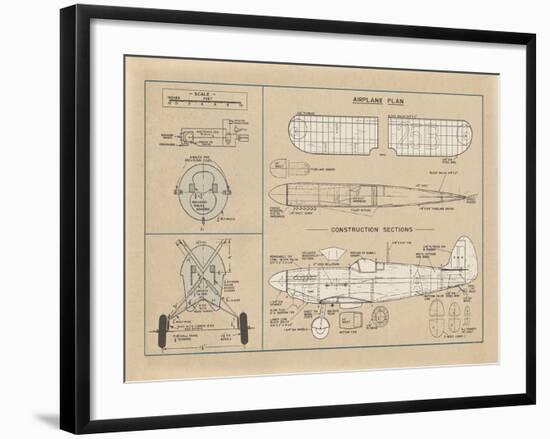 Airplane Plan-The Vintage Collection-Framed Giclee Print