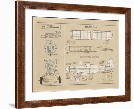 Airplane Plan-The Vintage Collection-Framed Giclee Print