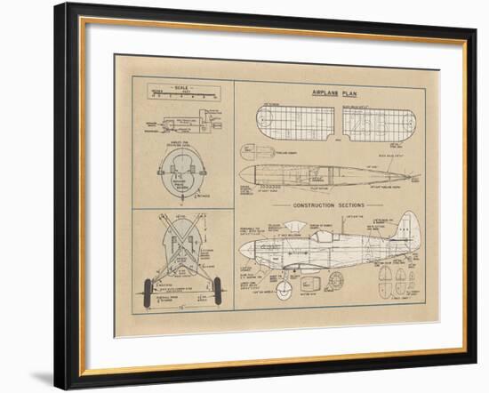 Airplane Plan-The Vintage Collection-Framed Giclee Print