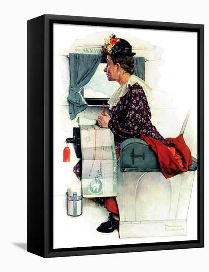 "Airplane Trip" or "First Flight", June 4,1938-Norman Rockwell-Framed Premier Image Canvas