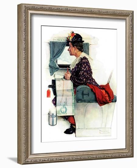 "Airplane Trip" or "First Flight", June 4,1938-Norman Rockwell-Framed Giclee Print