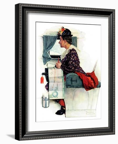 "Airplane Trip" or "First Flight", June 4,1938-Norman Rockwell-Framed Giclee Print