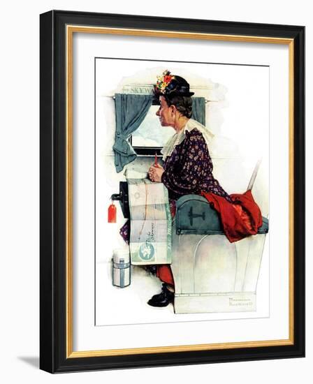 "Airplane Trip" or "First Flight", June 4,1938-Norman Rockwell-Framed Giclee Print