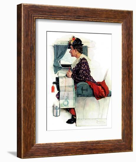 "Airplane Trip" or "First Flight", June 4,1938-Norman Rockwell-Framed Giclee Print