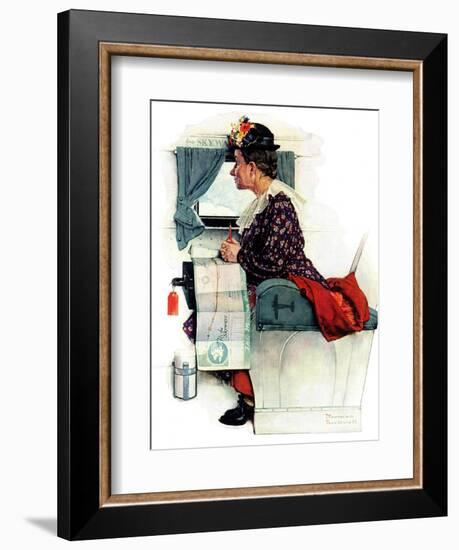 "Airplane Trip" or "First Flight", June 4,1938-Norman Rockwell-Framed Giclee Print