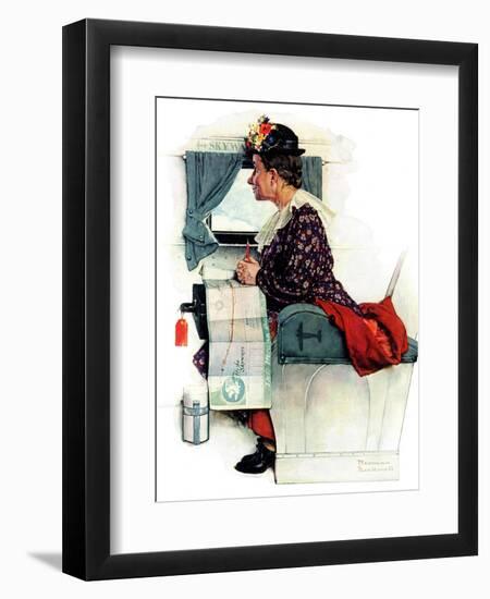 "Airplane Trip" or "First Flight", June 4,1938-Norman Rockwell-Framed Giclee Print