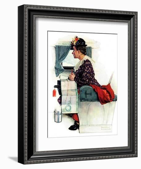 "Airplane Trip" or "First Flight", June 4,1938-Norman Rockwell-Framed Giclee Print