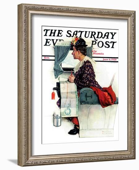 "Airplane Trip" or "First Flight" Saturday Evening Post Cover, June 4,1938-Norman Rockwell-Framed Giclee Print