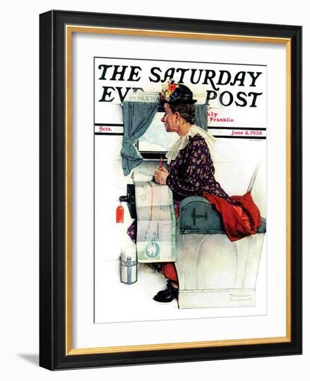 "Airplane Trip" or "First Flight" Saturday Evening Post Cover, June 4,1938-Norman Rockwell-Framed Giclee Print