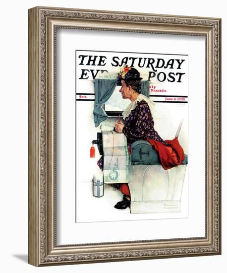 "Airplane Trip" or "First Flight" Saturday Evening Post Cover, June 4,1938-Norman Rockwell-Framed Giclee Print