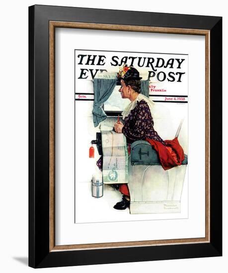 "Airplane Trip" or "First Flight" Saturday Evening Post Cover, June 4,1938-Norman Rockwell-Framed Giclee Print