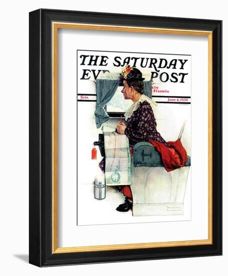 "Airplane Trip" or "First Flight" Saturday Evening Post Cover, June 4,1938-Norman Rockwell-Framed Giclee Print