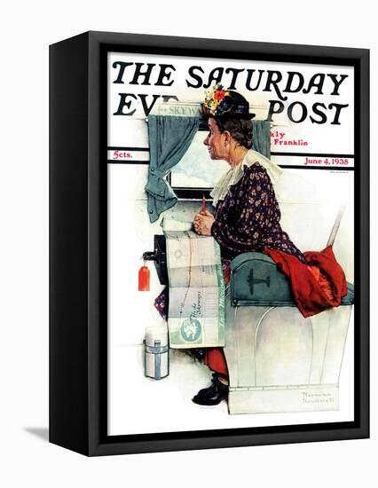 "Airplane Trip" or "First Flight" Saturday Evening Post Cover, June 4,1938-Norman Rockwell-Framed Premier Image Canvas