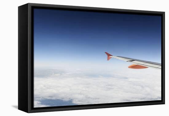 Airplane, Wing, Airbus A320 Above the Clouds, Sky, Horizon-Axel Schmies-Framed Premier Image Canvas