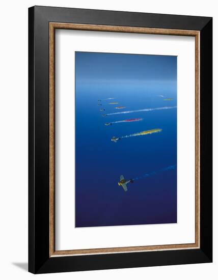 Airplanes Which Emit Colored Smoke Used in Writing Sky Messages. 1954-Lisa Larsen-Framed Photographic Print