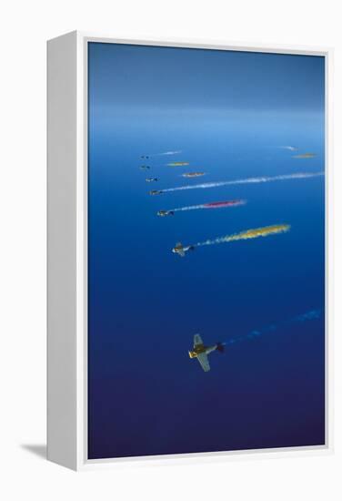 Airplanes Which Emit Colored Smoke Used in Writing Sky Messages. 1954-Lisa Larsen-Framed Premier Image Canvas