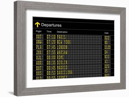 Airport Departures Board-z_i_b_i-Framed Art Print