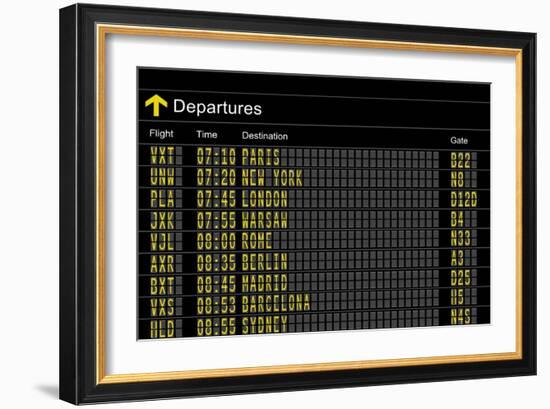 Airport Departures Board-z_i_b_i-Framed Art Print