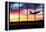 Airport Window with Airplane Flying at Sunset-viperagp-Framed Premier Image Canvas