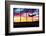 Airport Window with Airplane Flying at Sunset-viperagp-Framed Photographic Print