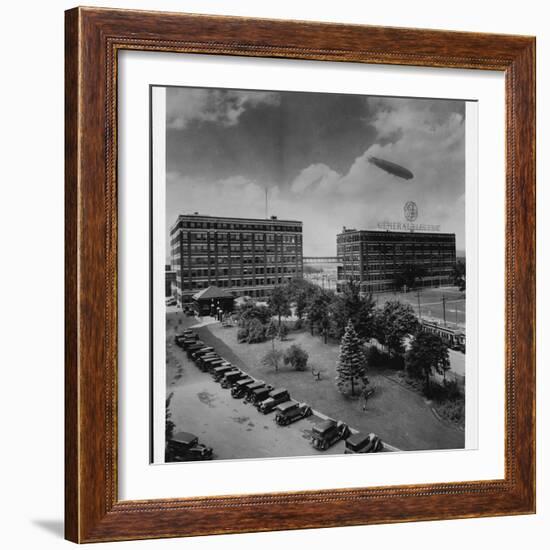 Airship over General Electric Building-null-Framed Photographic Print