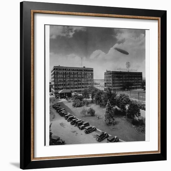 Airship over General Electric Building-null-Framed Photographic Print