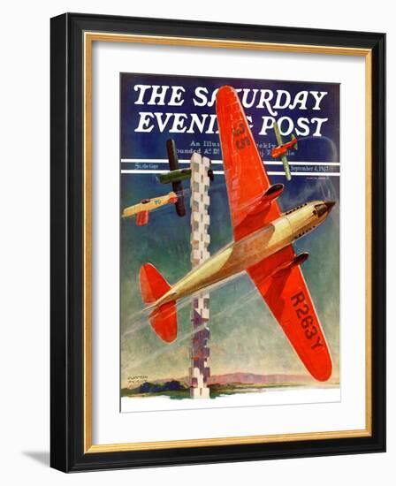 "Airshow," Saturday Evening Post Cover, September 4, 1937-Clayton Knight-Framed Giclee Print